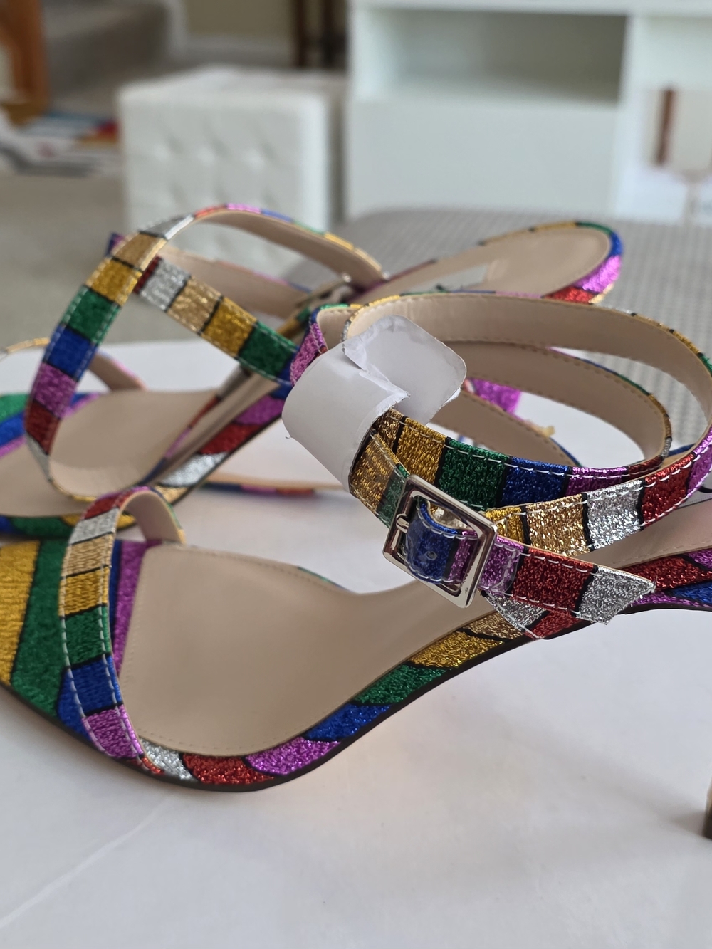 Nina Multicolor Glitter Strappy Heels